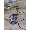Pendentif Pentagramme Renversé en Résine Époxy Noir & Rose-Violet